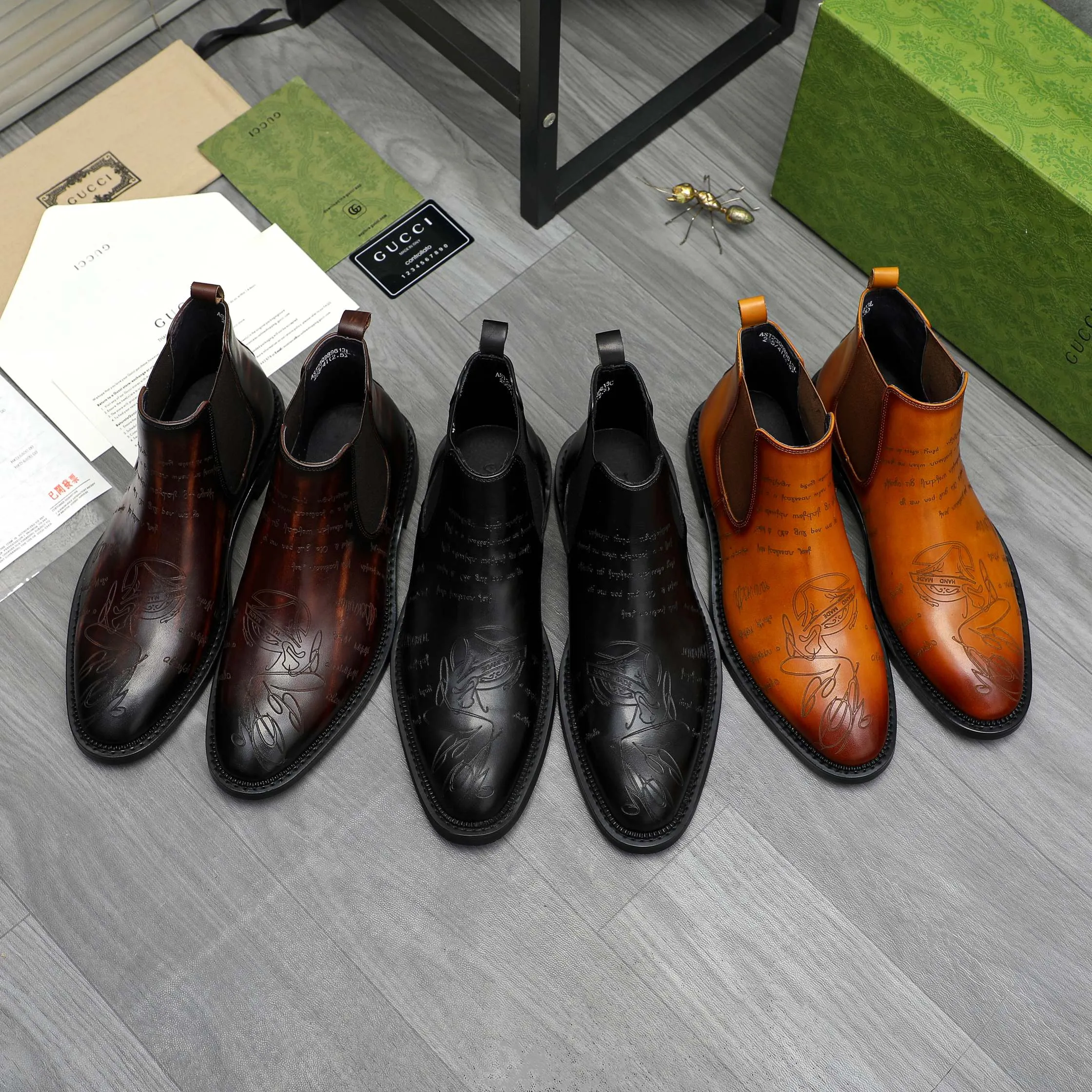 Men's shoes 💰p620 Product trademark: GUCCI "Gucci" high-top business leather shoes Regular size: 37-46 (37.46 custom-made, non-refundable) Product materials: Selected carved cowhide upper, pigskin lining, rubber outsole